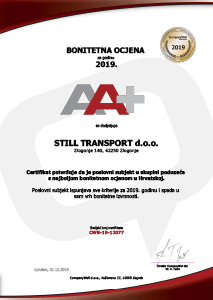 Certifikat - Bonitetna ocjena A plus