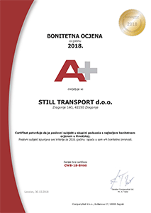 Certifikat - Bonitetna ocjena A plus